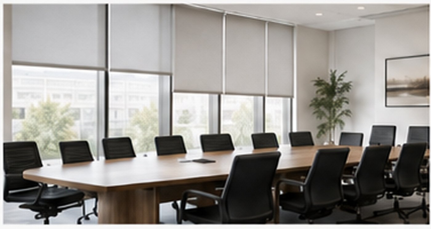 Commercial meeting room with fabric roller blinds
