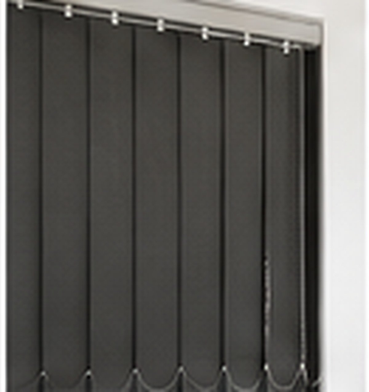 Light neutral vertical fabric blind louvres